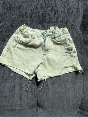 Light Mint Distressed  Denim Shorts